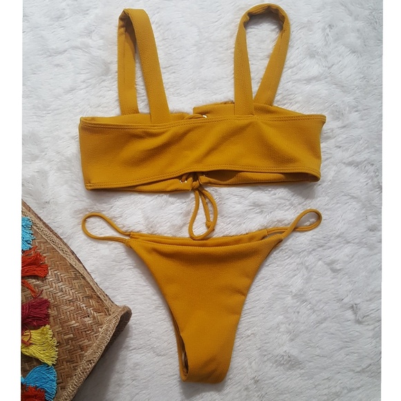 "Bermuda" Yellow Swim Set NWOT - Picture 4 of 6